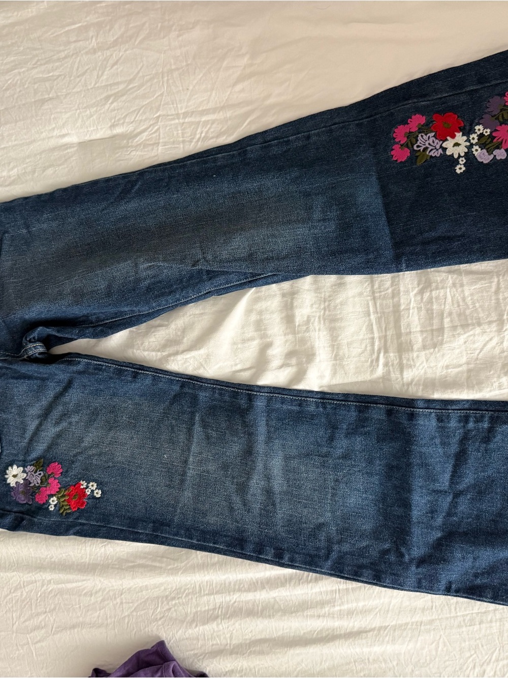 Crazy 8 Dark Wash Jeans with Bright Floral Embroidery